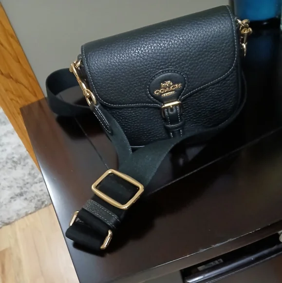 Amelia Mini Coach Black Leather Crossbody Bag - Picture 2 of 5